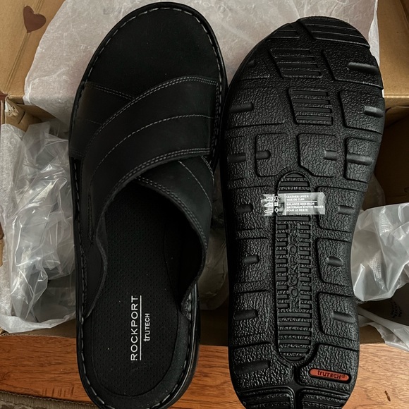 Rockport Black Leather Darwyn Xband Sandals - Picture 2 of 4